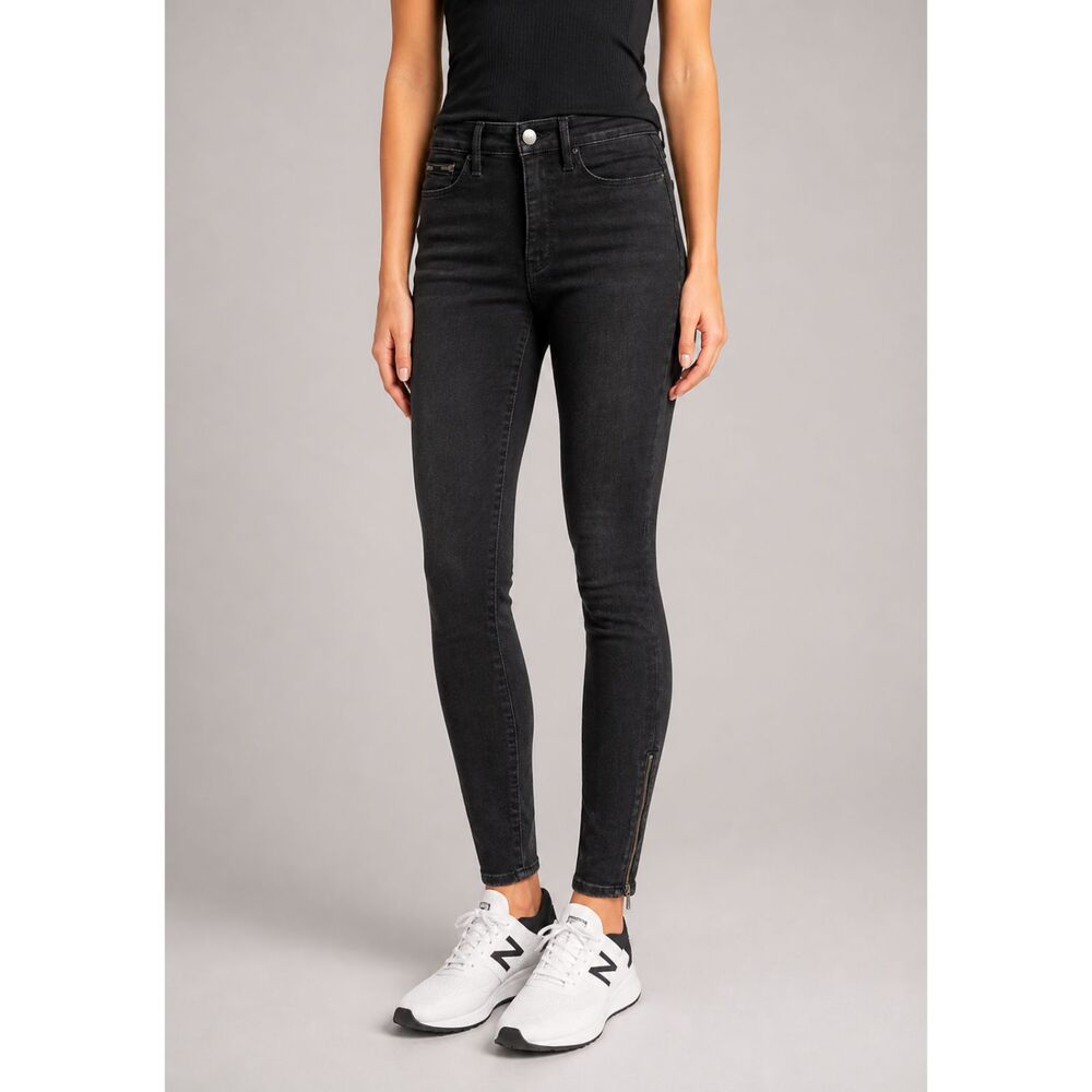 Athleta Sculptek Ultra Skinny Moto Zip Hem Jeans Black 6